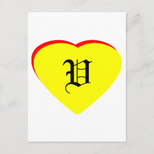 Faire-part de mariage rouge jaune de coeur de "V"