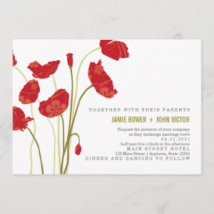 Faire-part de mariage Rouge-Orange de pavots
