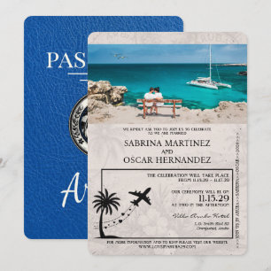 Faire-part de mariage Royal Blue Aruba Passport