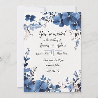 Faire-part de mariage Royal Blue Flowers