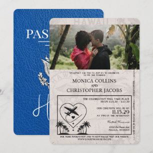 Faire-part de mariage Royal Blue Hawaii Passport