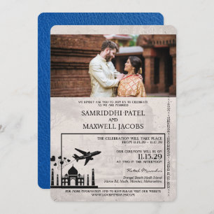 Faire-part de mariage Royal Blue India Passport