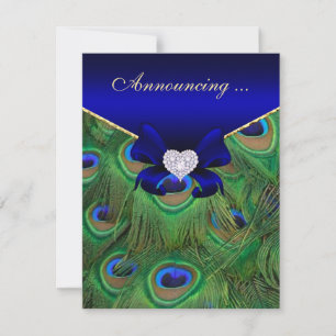 Faire-part de Mariage Royal Blue Peacock