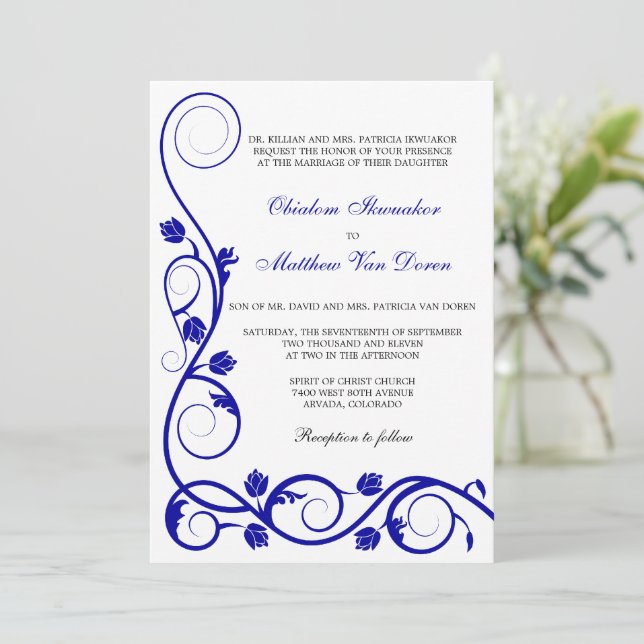 Faire-part de mariage Royal Blue Swils (Debout devant)