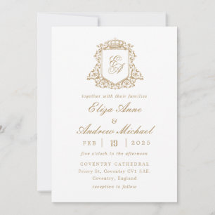 Faire-part de mariage Royal Gold Monogram Crest