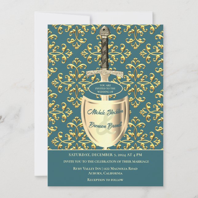 Faire-part de mariage Royal Gold Motif (Devant)