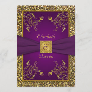 Faire-part de mariage Royal Purple et Gold Monogra