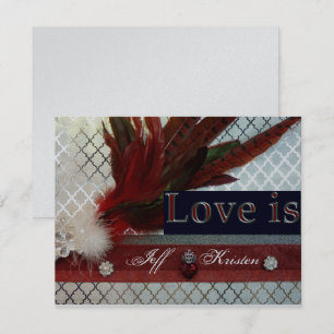 Faire-part de mariage royal rouge et argent