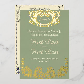 Faire-part de mariage royal rustique vert sauge av