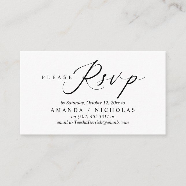 Faire-part de mariage RSVP, Conception de script d (Devant)