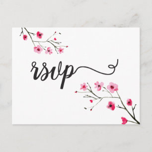 Faire-part de mariage RSVP Fleur de cerisier aquar