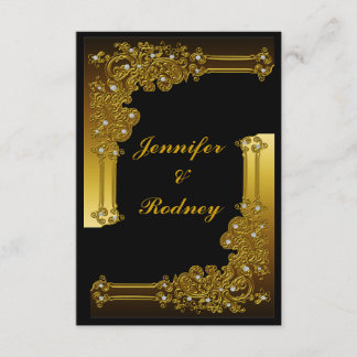 Faire-part de mariage RSVP noir et or