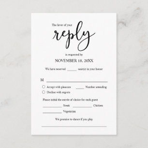 Faire-part de mariage RSVP Répondre, Carte des opt