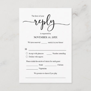 Faire-part de mariage RSVP Répondre, Carte des opt