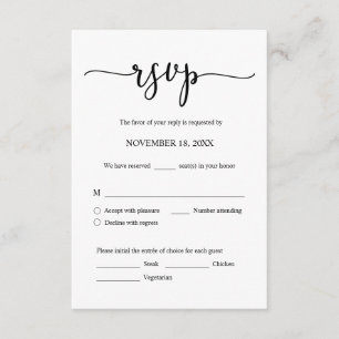 Faire-part de mariage RSVP Répondre, Carte des opt