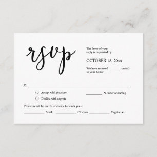 Faire-part de mariage RSVP Répondre, Carte des opt
