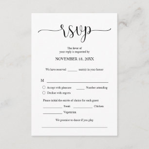 Faire-part de mariage RSVP Répondre, Carte des opt