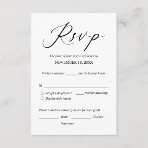 Faire-part de mariage RSVP Répondre, Carte des opt