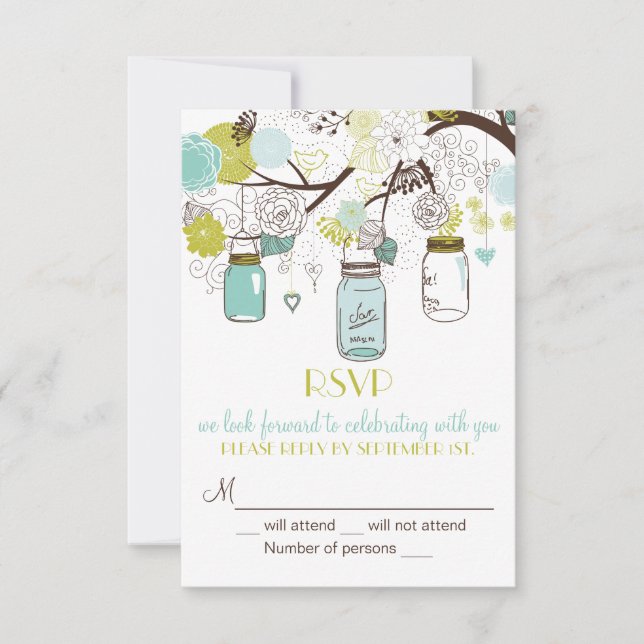 Faire-part de mariage RSVP Whimsical Mason Jars (Devant)