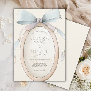 Faire-part de mariage rubans neutres vintage