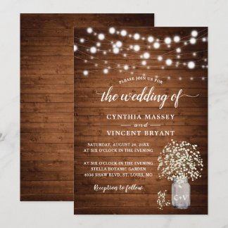 Faire-part de mariage Rustic Baby's Breath Lights