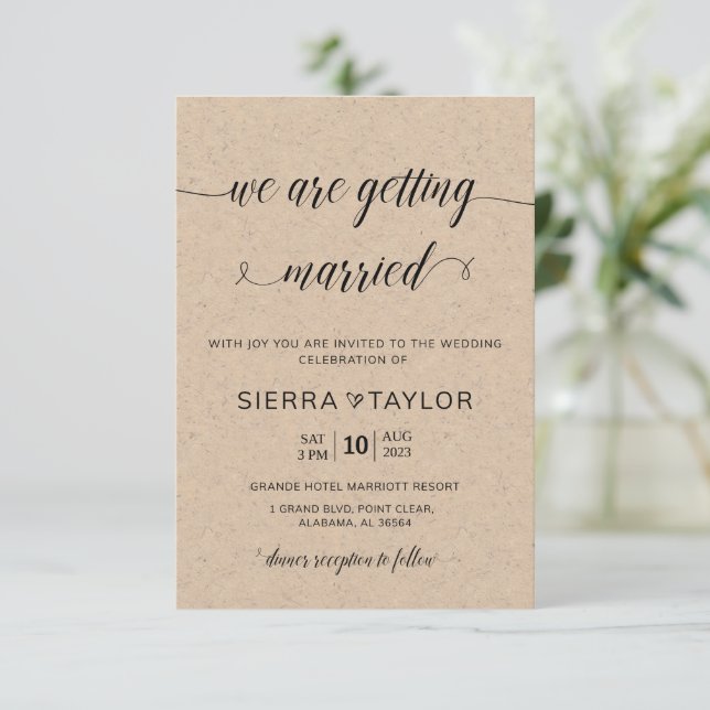 Faire-part de mariage rustique (Debout devant)