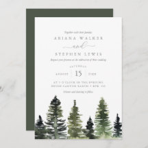 Faire-part de mariage Rustique Aquarelle Pine Tree