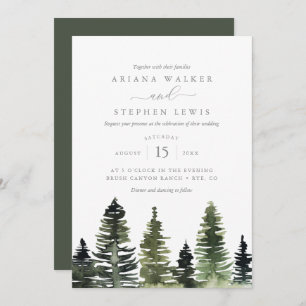 Faire-part de mariage Rustique Aquarelle Pine Tree