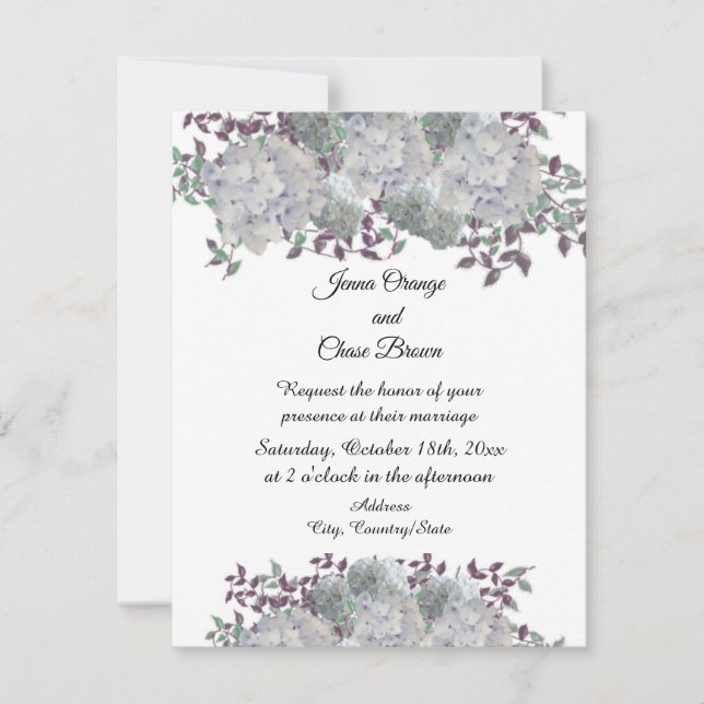 Faire-part de mariage Rustique bleu pâle Hydrangea (Devant)