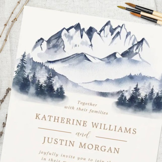 Faire-part de mariage Rustique Blue Mountain (Créateur téléchargé)