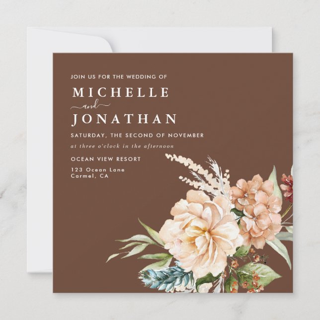 Faire-part de mariage Rustique Boho Fall Flowers (Devant)