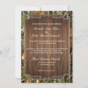 Faire-part de mariage rustique Camo Wood