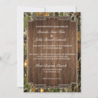 Faire-part de mariage rustique Camo Wood