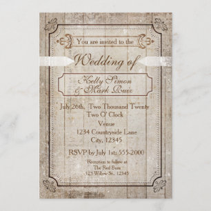 Faire-Part de Mariage Rustique Campagnard en Bois