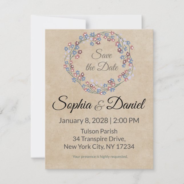 Faire-part de mariage rustique classique gratuit  (Devant)