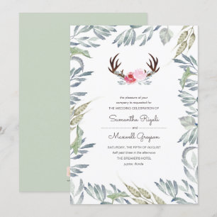 Faire-part de mariage rustique d'Antler de cerfs