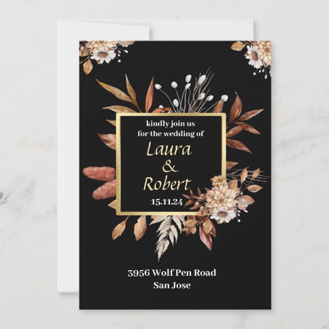 Faire-part de mariage Rustique de automne extérieu (Devant)