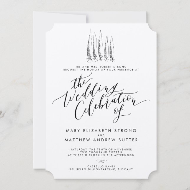 Faire-part de mariage rustique de calligraphie de (Devant)