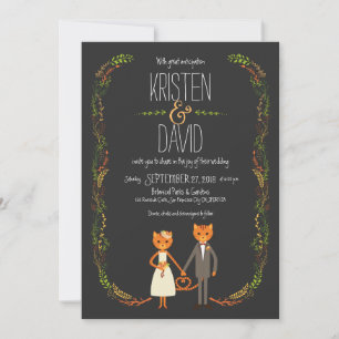 Faire-part de mariage rustique de chats de la forê