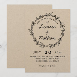 Faire-part de mariage rustique de guirlande
