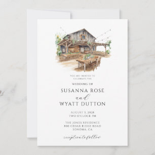 Faire-part de mariage rustique de la grange aquare