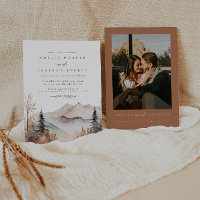 Faire-part de mariage rustique de la montagne aqua
