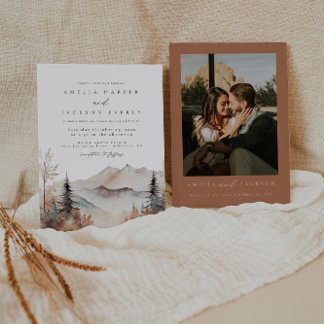 Faire-part de mariage rustique de la montagne aqua