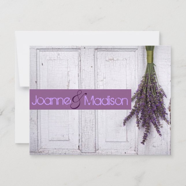 faire-part de mariage rustique de lavande (Devant)