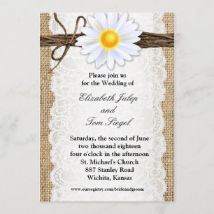 Faire-part de mariage rustique de marguerite de