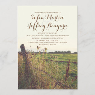 faire-part de mariage rustique de pays rural de