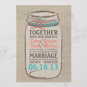 Faire-part de mariage rustique de toile de jute de