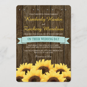FAIRE-PART DE MARIAGE RUSTIQUE DE TOURNESOL D'AQUA