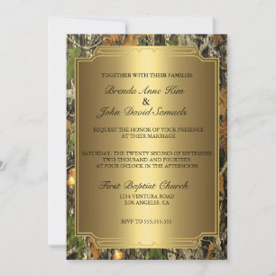 Faire-part de mariage rustique en bois Camo