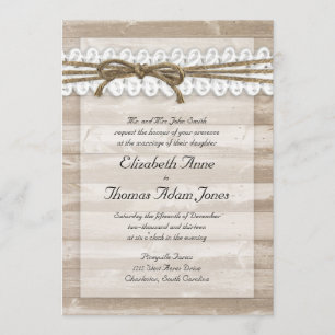 Faire-part de mariage rustique en bois de lin et d